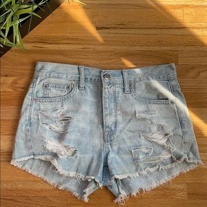American Eagle Light Wash Distressed Jean Shorts